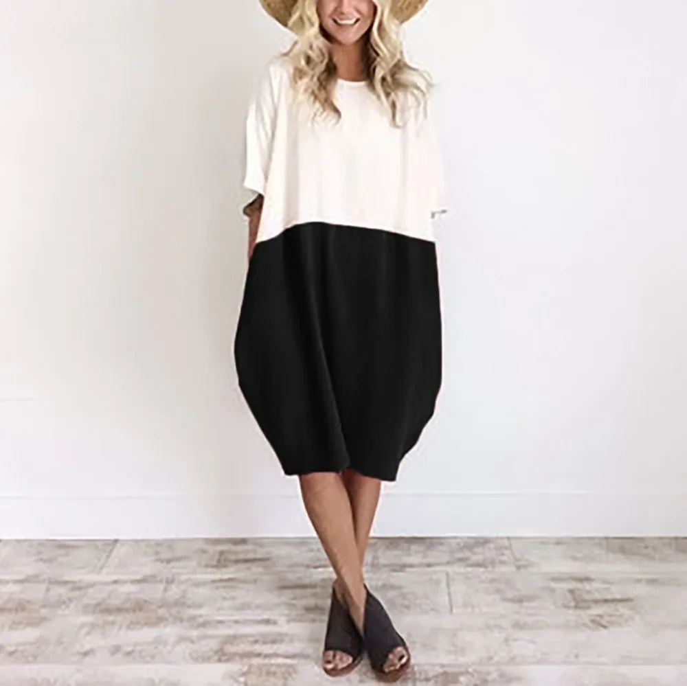 Женское прямое платье с круглым вырезом повседневное кружевное короткое