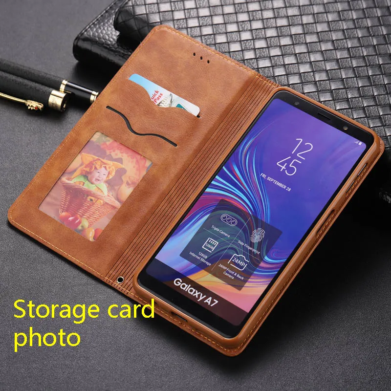 Кожаный флип чехол для телефона samsung Note9 Note5 A8 S7 S8 S9 A40 A50 A60 M10M20 M30 S10 9plus в винтажном