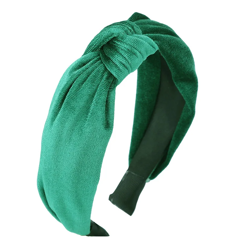 green AWAYTR зимняя бархатная завязанная повязка на голову для женщин Винтажная модная резинка для волос аксессуары для волос для девочек головной убор ободок - Цвет: green
