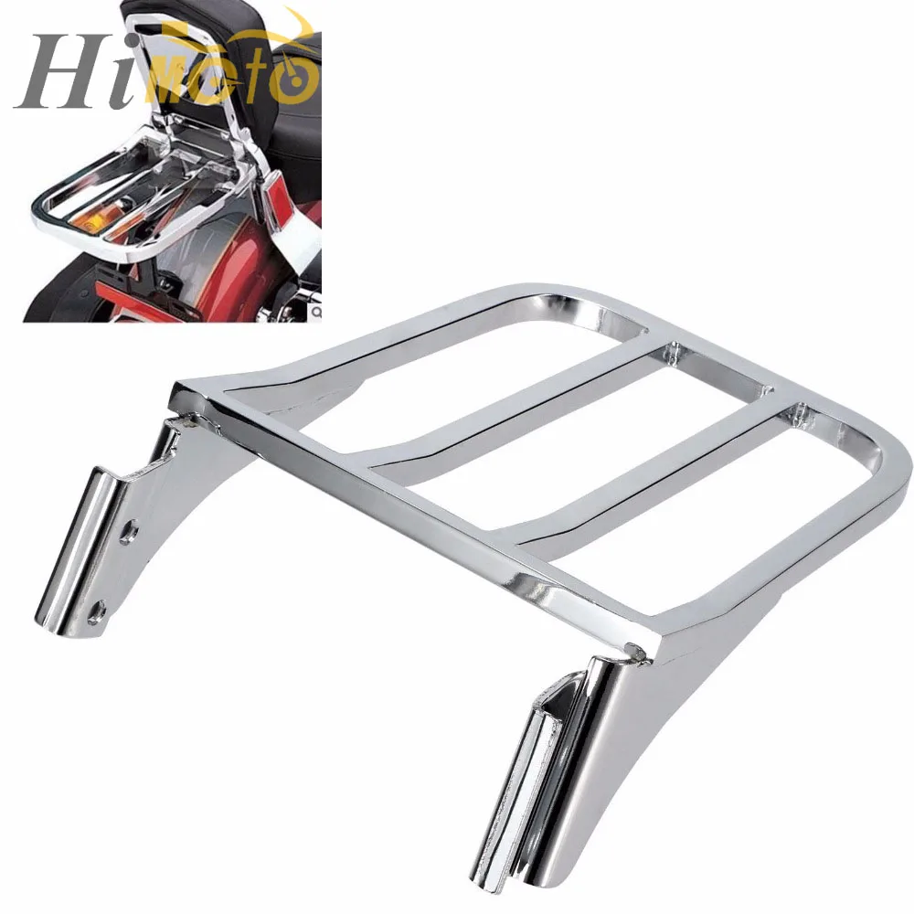

Chrome Sissy Bar Backrest Luggage Rack Rear Carrier Shelf For Harley Sportster XL1200 XL883 Dyna Low Rider Heritage Softail