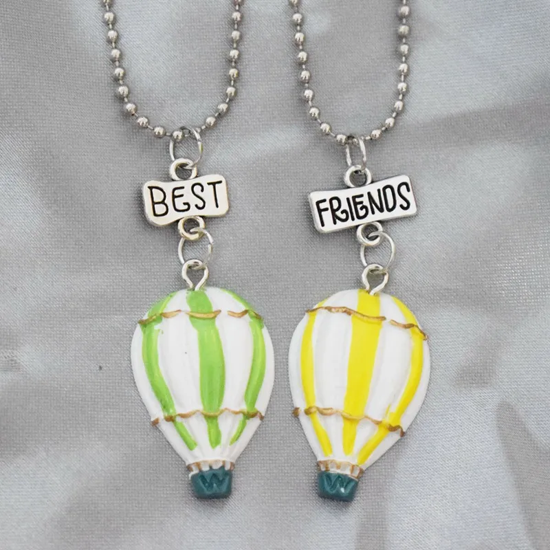 color 3-2pcs Смола горячий воздух подвеска в виде шара ожерелье Дети BFF 5 лучшие друзья навсегда Дружба Ювелирные изделия Подарки на день рождения для детей - Окраска металла: color 3-2pcs