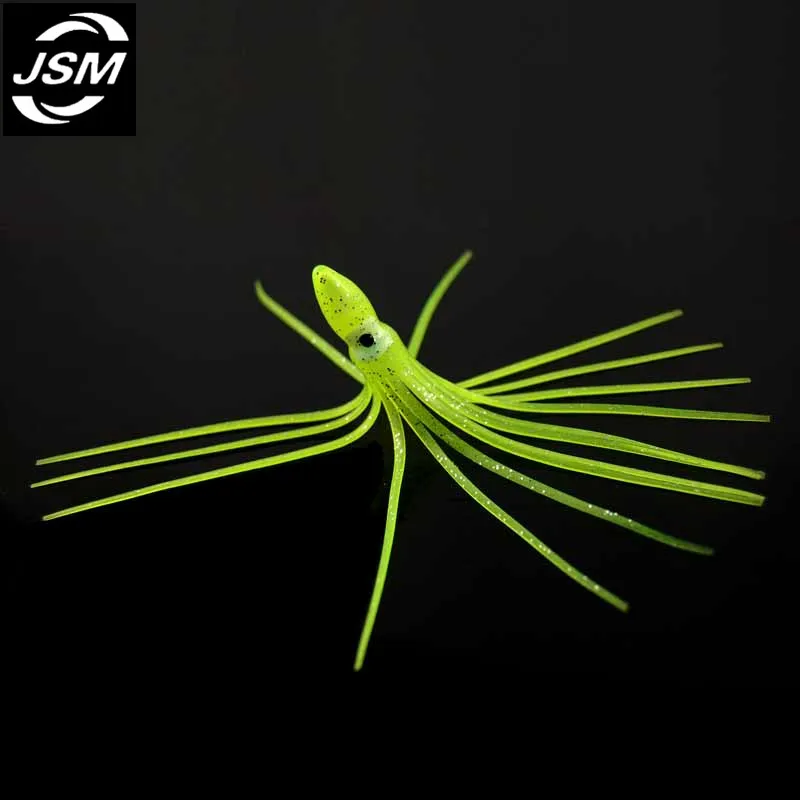 JSM 100 шт 11 см мягкие Пластиковые Осьминог рыболовные приманки для джигов смешанные цвета Светящийся силиконовый юбка-Осьминог искусственная джигггинг приманка