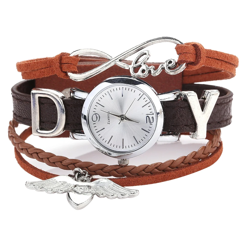 Женские кварцевые наручные часы с кожаным ремешком | Наручные