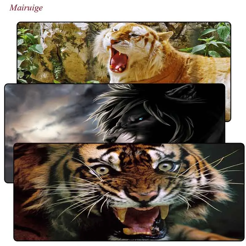 

Mairuige 2018 Animal Tiger Extra Large Mouse Pad Gaming Mousepad Anti-slip Natural Rubber Gaming Mouse Mat with Locking Edge