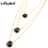 longway elegant bohemia multilayer fine chain necklaces fashion black crystal pendant necklaces statement necklaces sne160083103