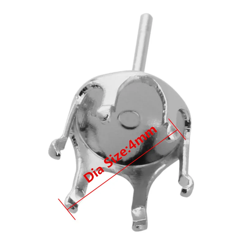 rhodium 4mm 100 ПК серебро/золото Цвет Круглый коготь крапановая закрепка пустая Сережка-гвоздик для 4/5/6/8/10/12/14/16 мм Стразы Ювелирные изделия из кристаллов поиска - Цвет: rhodium 4mm