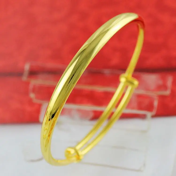 

Thin Smooth Womens Adjust Bangle 18K Gold Classic Vintage Bridal Bangle Wedding Bracelet