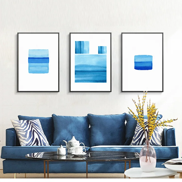 Современная синяя граффити линия печати Геометрическая абстрактная живопись