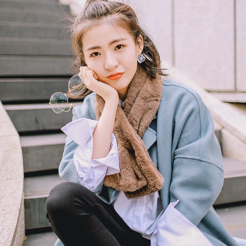 1 шт. зимний теплый однотонный плюшевый шарф для девочек Sunday Angora Yarns осенняя