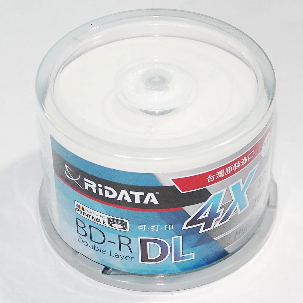 50 шт./упаковка коробка RIDATA/Ritek A + качественная пустая струйная печать Blu Ray DL 2-8x