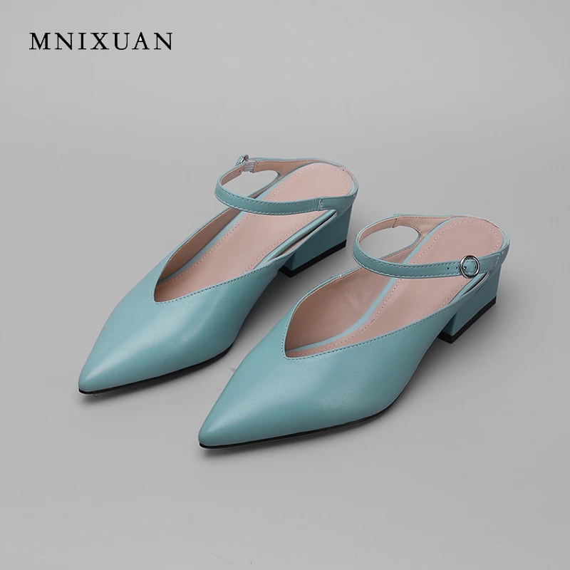 MNIXUAN/модные женские туфли-лодочки туфли без задника на среднем каблуке 4 см