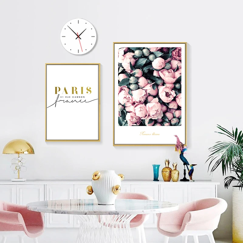 Nordic Pink Flower Flamingo Pictures Wall Art Canvas Painting Quotes Posters and Prints for Living Room decoration | Дом и сад
