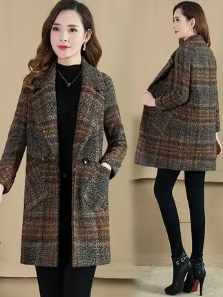 Новинка Осень-зима 2019 модное популярное приталенное клетчатое пальто в стиле