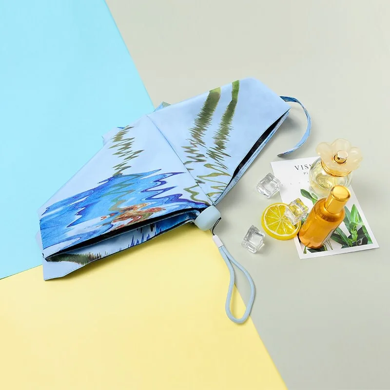 Виниловый Зонт с пейзажной росписью ультра легкий мини-зонт складной 50%