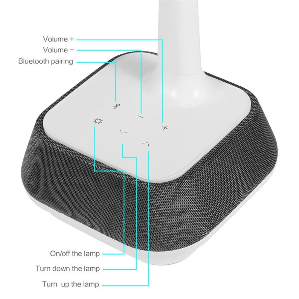 M6 Wireless Bluetooth V2.1 Speaker LED Table Lamp Touch Dimmer DC 5V 1A 5W + 7W 5000~6000K 75dB 100Hz-20KHz | Лампы и освещение