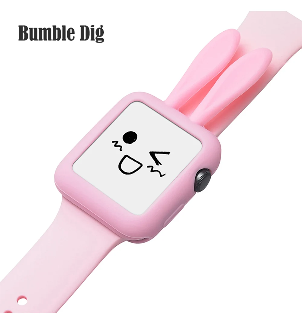 Защитный чехол GUYO для Apple Watch с милыми ушками для Apple Watch series 3 2 1 цветной 38 мм 42 мм мягкий силиконовый