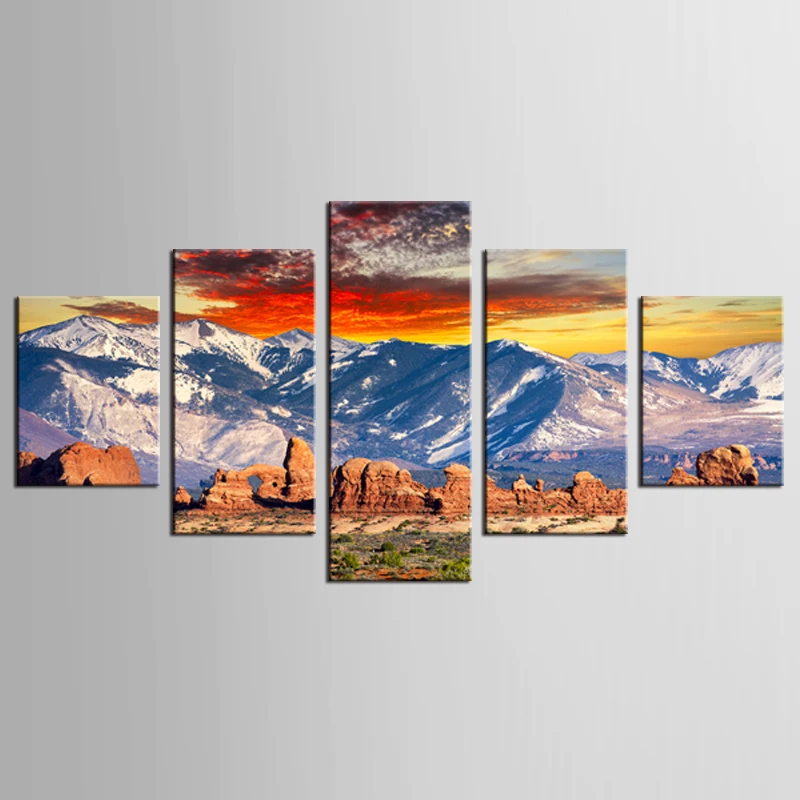 HD с принтом Снежная гора пейзаж живопись на холсте Декор печать плаката Холст