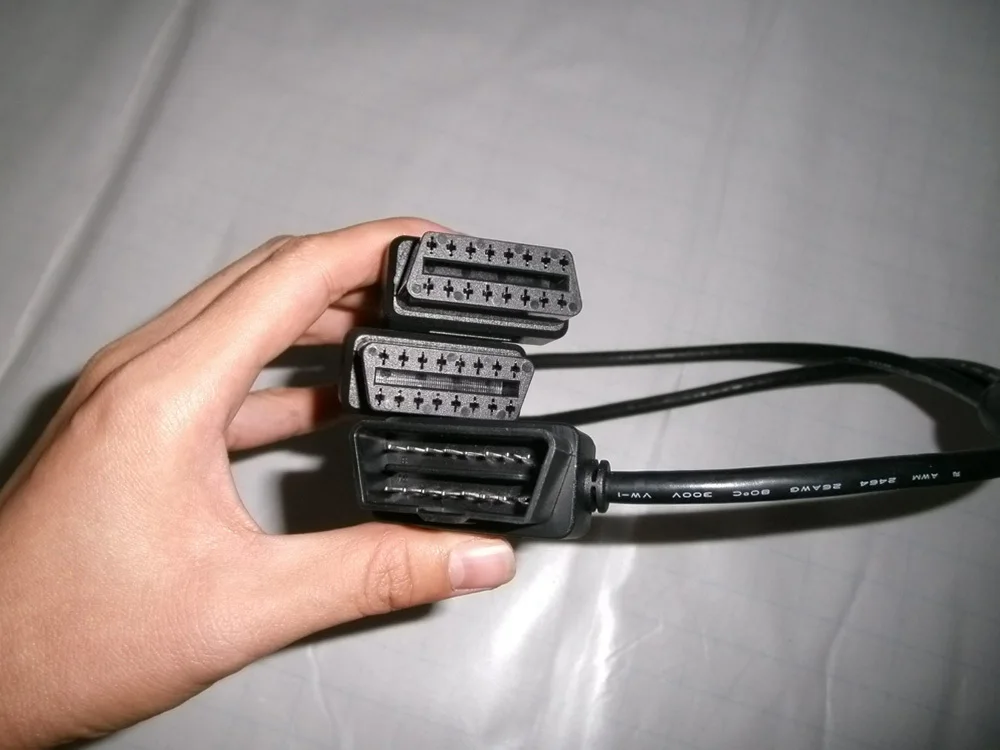 15% скидка 50 см Высококачественный 16 контактный OBDII OBD2 разветвитель кабеля L Тип