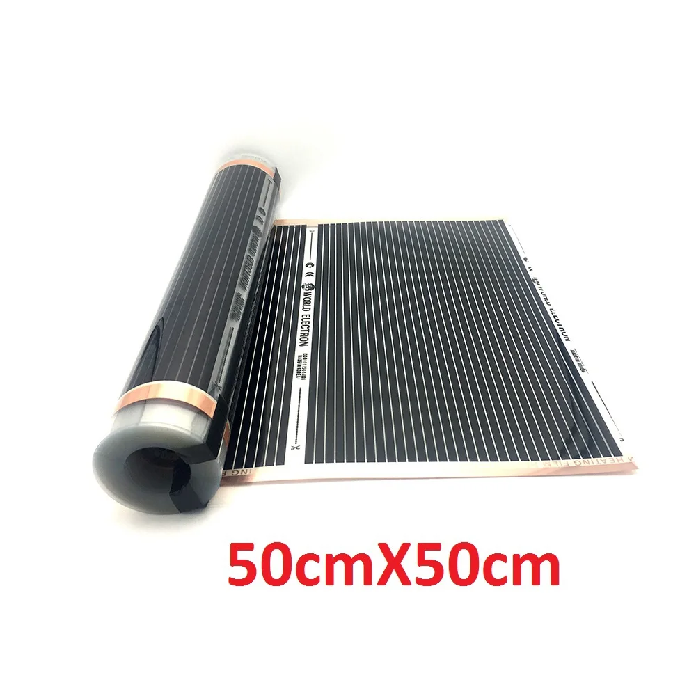 50cmX50cm Все размеры 280 w/m2 инфракрасный AC220V углерода напольного отопления плёнки Энергосберегающие теплый коврик - Цвет: 50cmX50cm