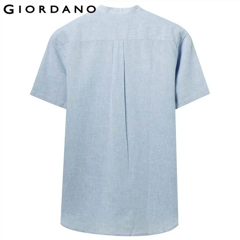 Giordano Мужская рубашка из льна и хлопка воротник с короткими рукавами мужская