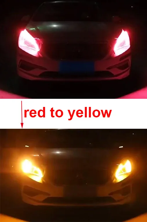 red to yellow YHKOMS 1 шт. автомобильные лампы для автомобилей DRL светодиодный дневные ходовые огни указатель поворота желтая направляющая полоса для фар в сборе DRL лампа - Цвет: red to yellow
