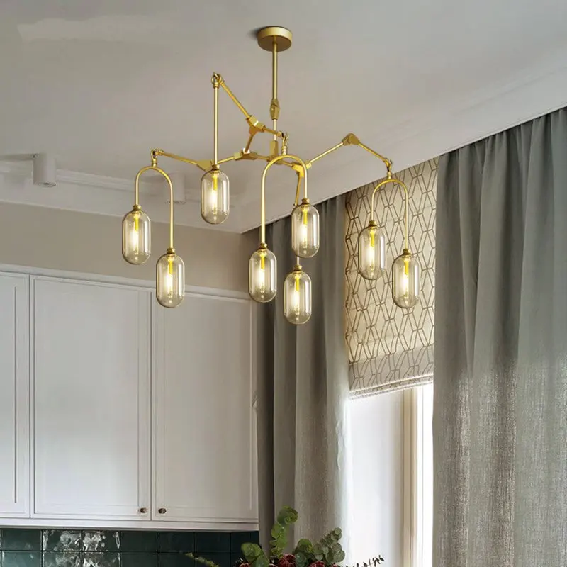 Железные в стиле постмодерн стеклянный абажур подвесные светильники Люстра