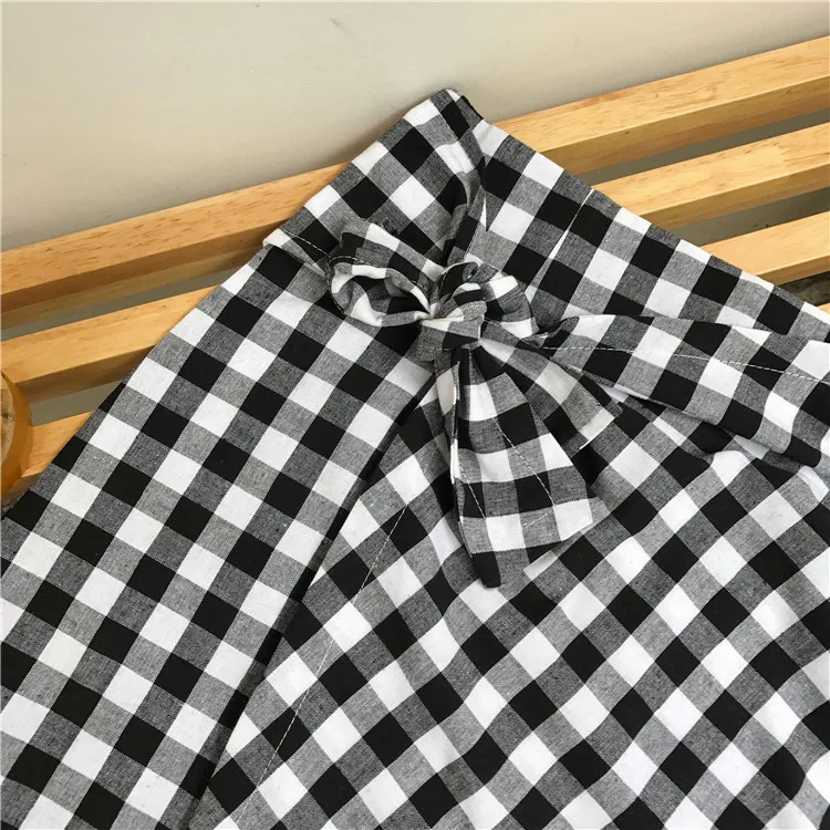 Оригинальная модель 2017 Новая уникальная хлопковая черно-белая сетчатая юбка с