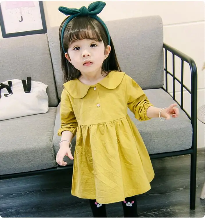 Весенние и осенние модели 2018 новые корейские модные стильные платья для девочек