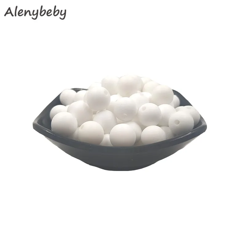 Snow white 100 шт Силиконовые Круглые бусины 12 мм экологически чистый сенсорный детский аксессуар для прорезывания зубов пищевой мамы кормящих DIY Ювелирные изделия Детские трофеи - Цвет: Snow white