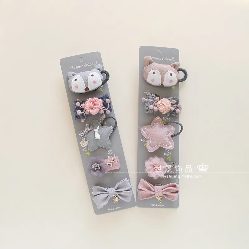5pcs/set New Cute Sweet Headwears Girls Lovely Cartoon Flower Hairpins Kids Children Headbands Baby Hair Accessories Set Gift | Детская
