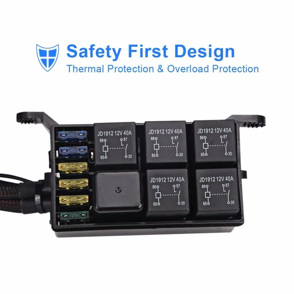 6 Gang Switch Panel Electronic Relay System Circuit Control Box Waterproof Fuse Wiring Harness Assemblies For Car Auto | Автомобили и
