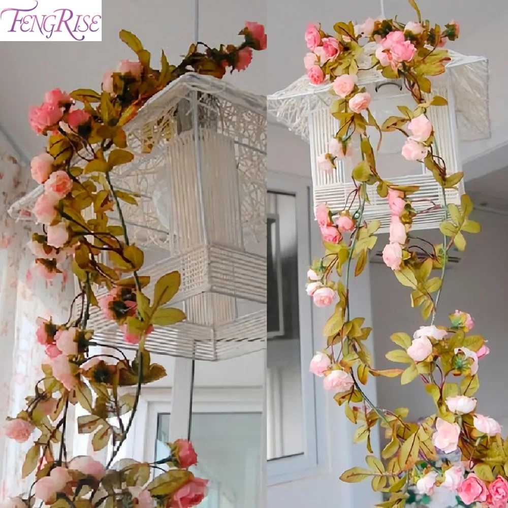FENGRISE искусственные розы из шелка цветок Плющ лоза Искусственные цветы с зелеными