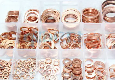 

12 Sizes Copper Flat Gasket Sealing Ring Washer Spacer Set