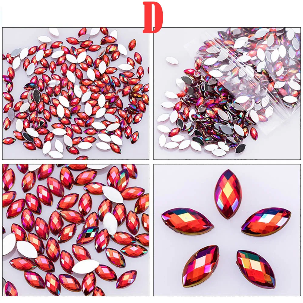 D Nail Art Decoration 500Pcs Glitter Horse Eye Rhinestones 3D Nail Art Decorative Glue Acrylic Nail Decoration Manicure#p063 - Цвет: D