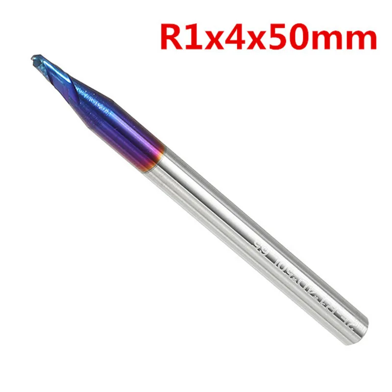 DANIU 1 шт. R0.5-R3mm 2 флейты карбида вольфрама Концевая фреза HRC65 с Нако-покрытием шаровой нос фрезы
