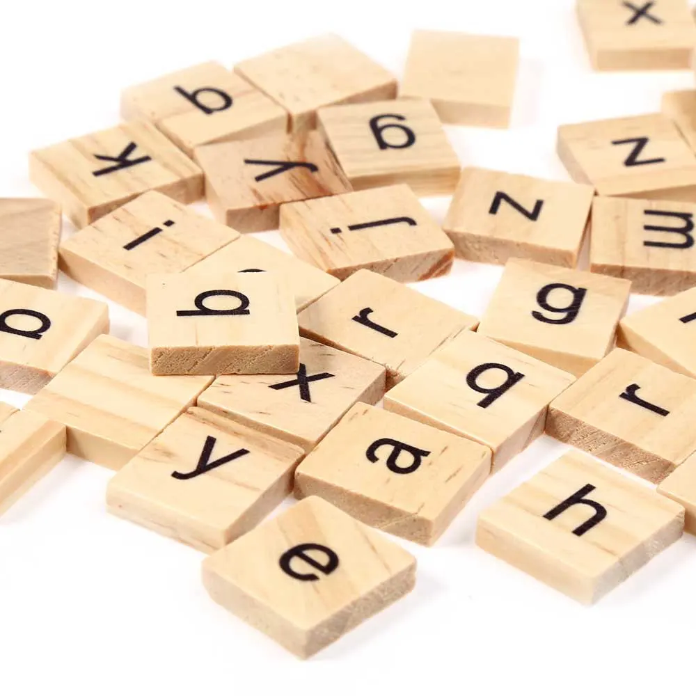 100 шт. деревянный scrabble Плитки строчные буквы доска Алфавит Игрушечные лошадки