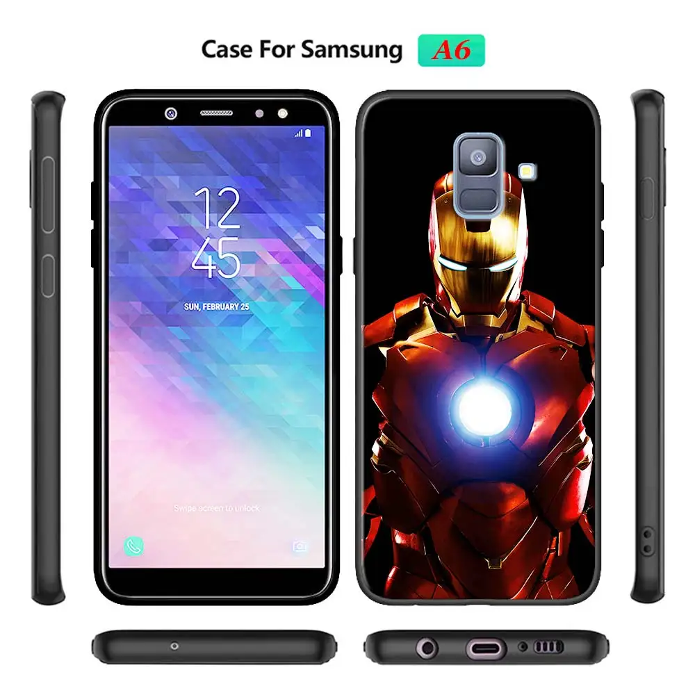 Ironman Marvel Мстители Супергерои мягкие чехлы для телефонов samsung Galaxy A6 A7 A8 Plus A9 A10 A20 A30 A40 A50 A70 M30 M20 черный C