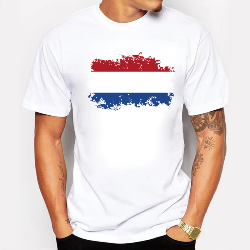 

BLWHSA Summer Netherlands Flag Mens T shirts Classic Casual Netherlands Flag Nostalgia Style Games Fans cheer T-shirts