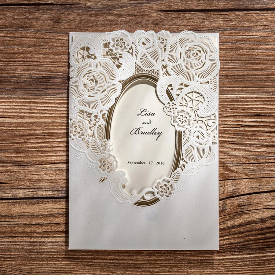 Wishmade 1pcs Laser Cut Wedding Invitations Card Elegant Hollow Floral Bridal Shower Blank Invites Cardstock with Envelope | Дом и сад