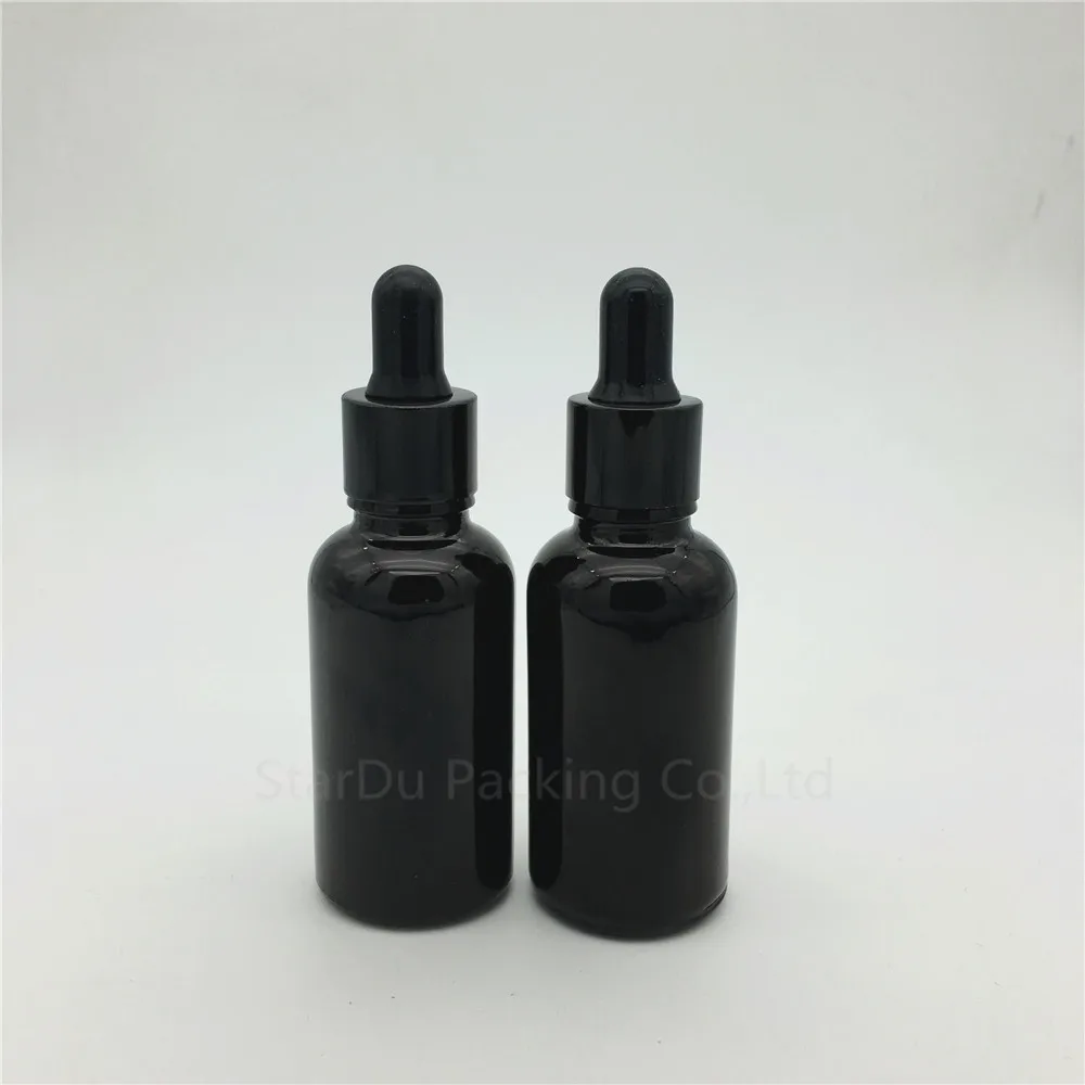 

Free shipping 10pcs/lot 30ml empty black glass essential oil bottle with Black aluminum ring dropper, 30CC glass perfume bottle