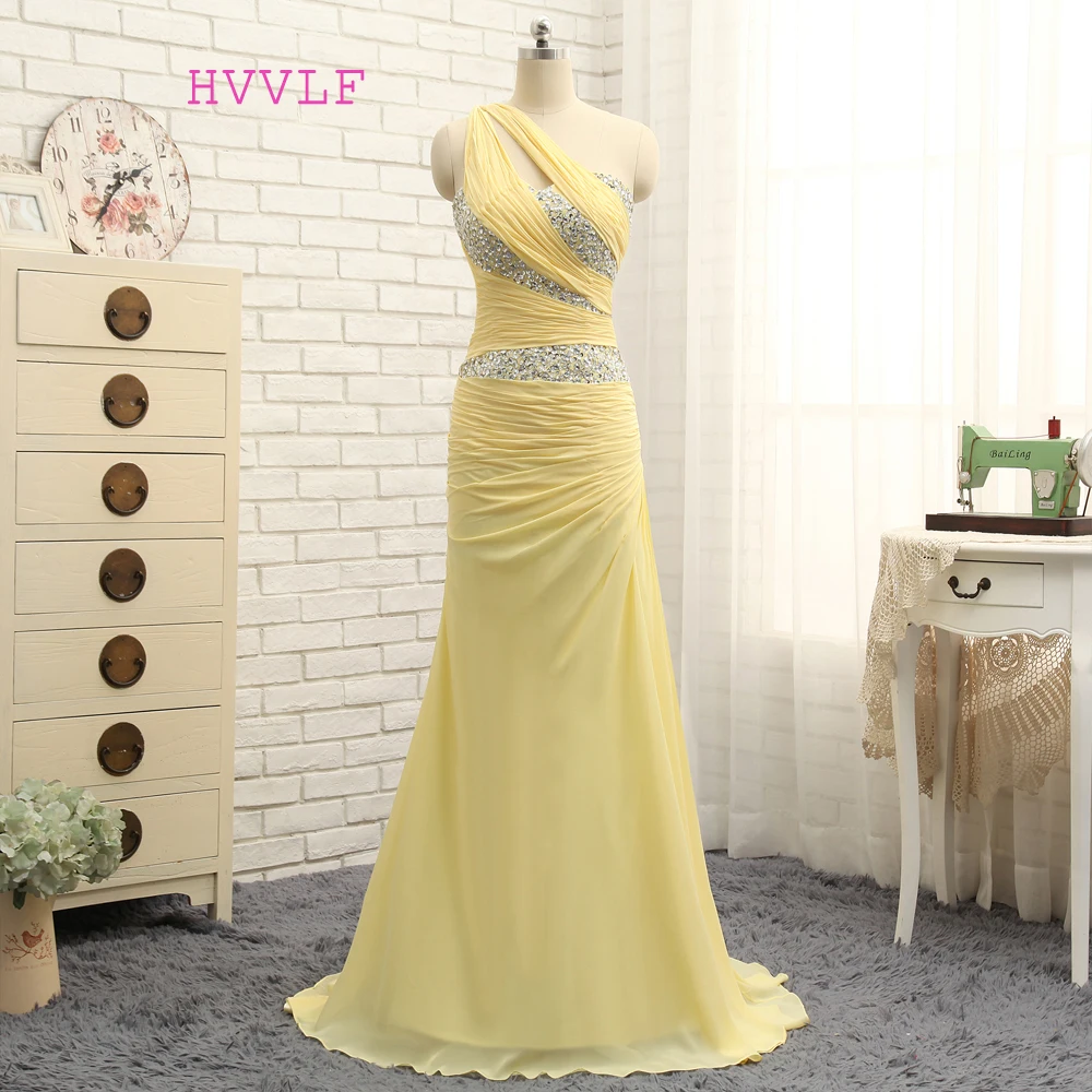 Желтые вечерние платья в форме трапеции платье на одно плечо шифоновые длинные