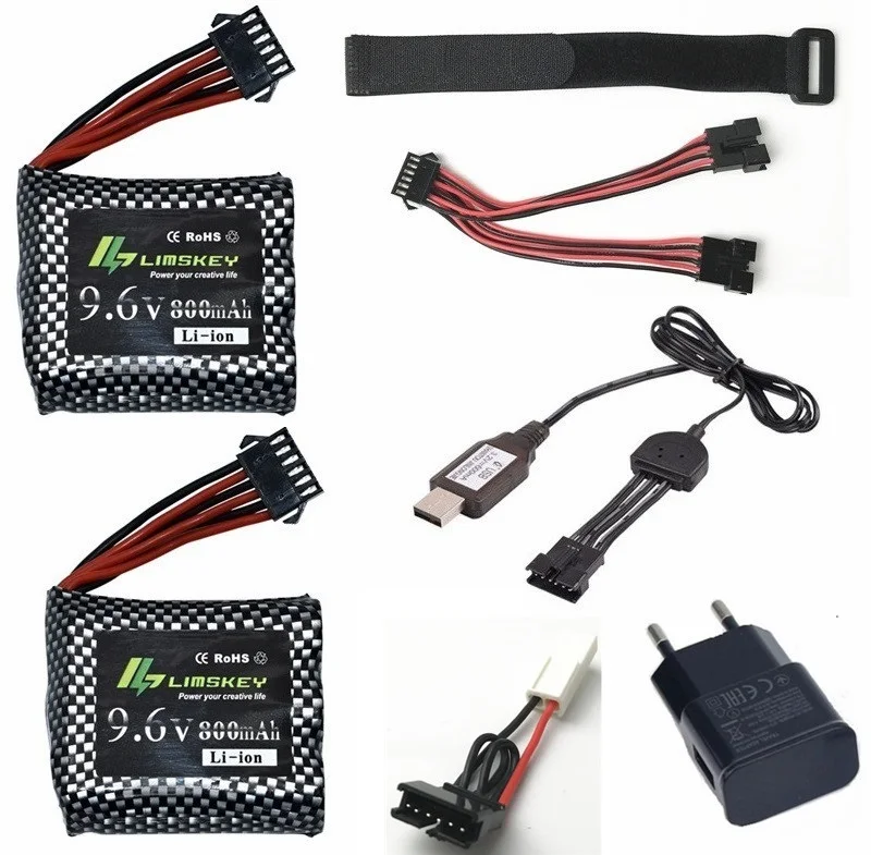 EU EL Plug 800mah 9,6 V батарея и(2 в 1) 9,6 v зарядное устройство кабель для JYRC S911 9115 9116 S912 RC автомобиль Обновление Запасные части 9,6 V батарея - Цвет: EU