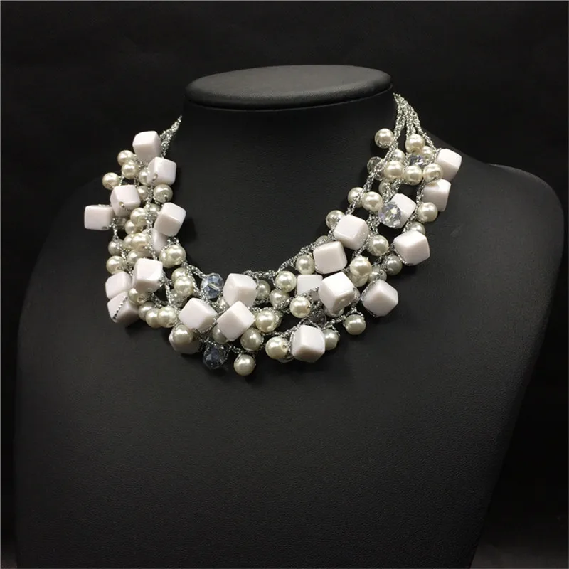 Fashion Chokers Necklaces For Women Geometric Acrylic Pearl Necklace Party Jewelry Yaoxi YX90307 | Украшения и аксессуары