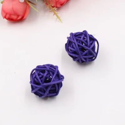 purple 10 шт./лот, 3 см цветные искусственные цветы, шар из ротанга, декоративный шар для рождества, дома, вечерние, декоративные, подарки для детей - Цвет: purple