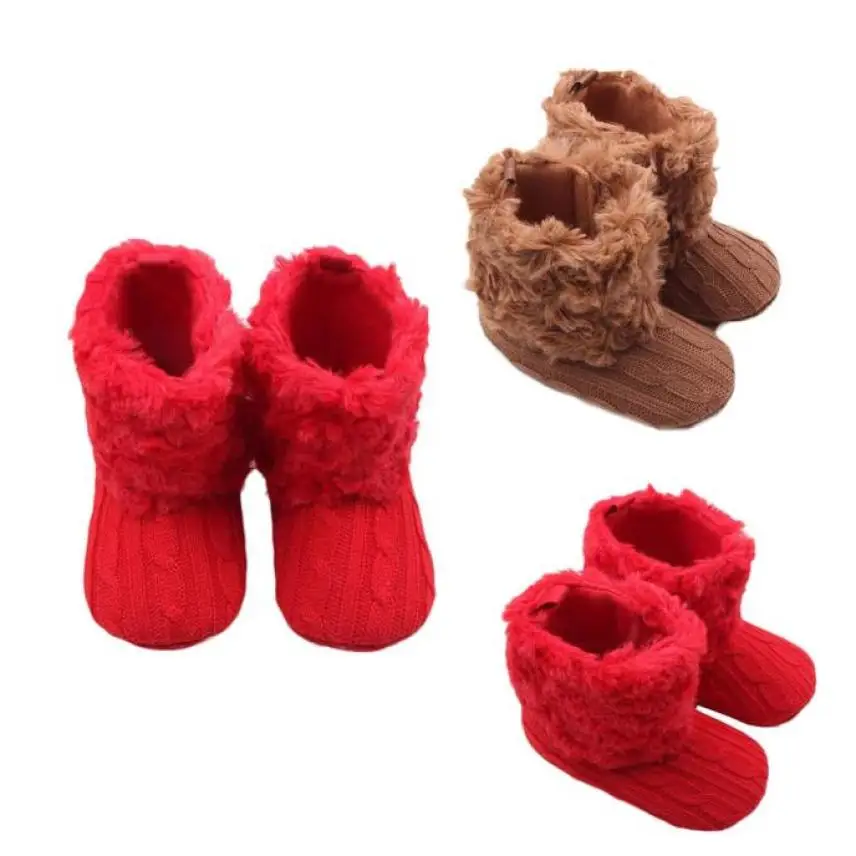 Зима 2017 детские ботинки для новорожденных вязаные крючком флисовые маленьких