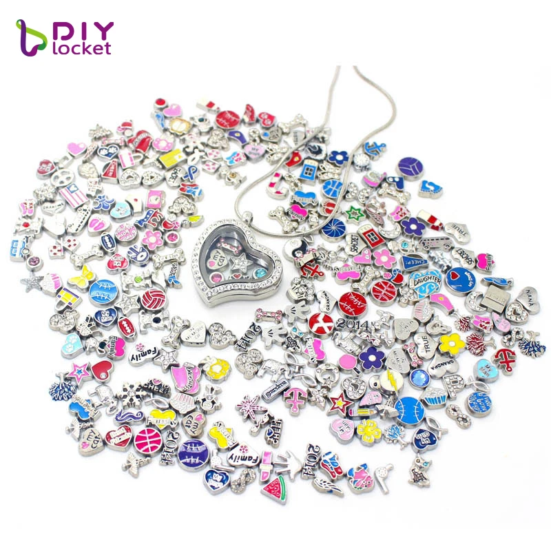 Diylocket 100 шт Смешанные стильные Плавающие Подвески из цинкового сплава подходят