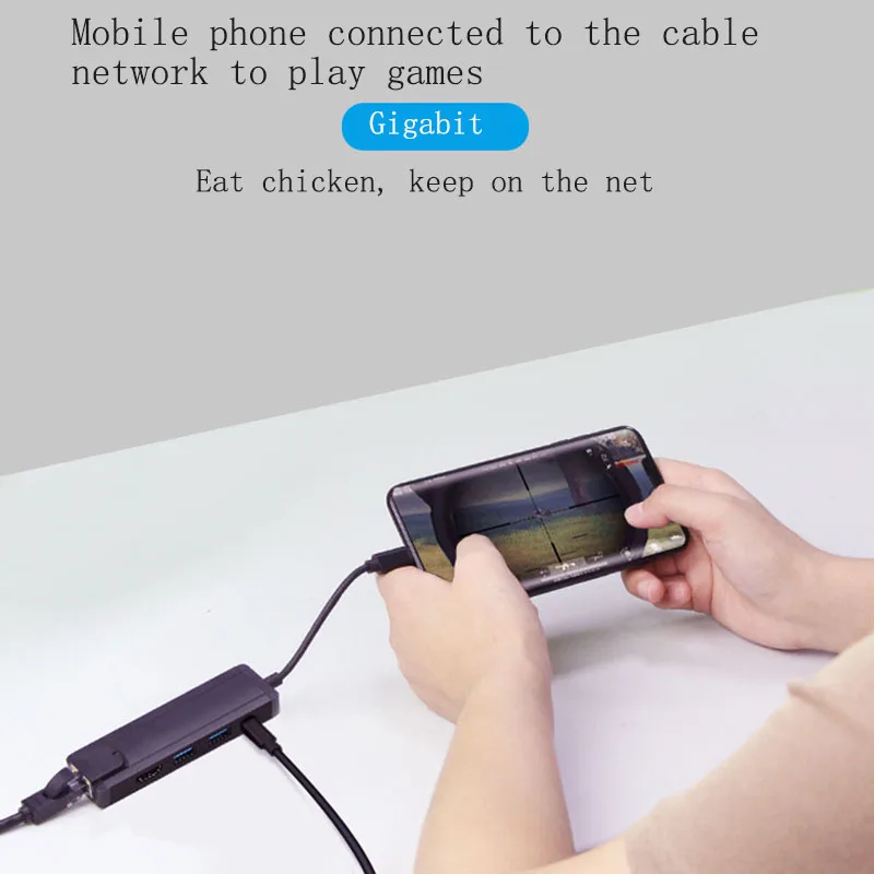 Fealushon док станция Тип C к HDMI USB3.0 RJ45 гигабит PD концентратор для ноутбука Macbook Pro HP DELL