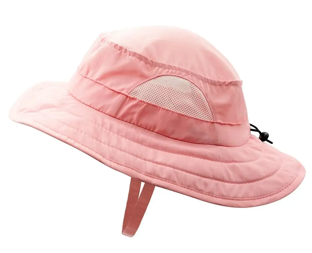 Pink Соединительные Детские UPF 50+ Панамы от солнца с УФ защитой, летние шляпы для игр - Цвет: Pink