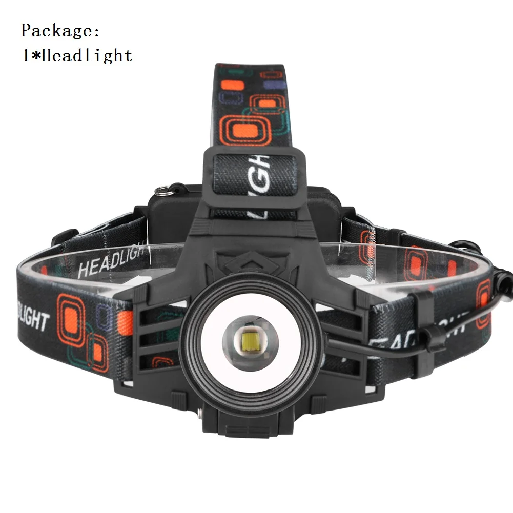 Фокус фары рыбалка XML T6 Led 18650 налобный фонарь Водонепроницаемый Головной фонарь фронтальной Фонари для ночной работы - Испускаемый цвет: Without Battery