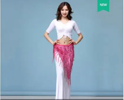 top vs pants Новинка, женская одежда для танца живота с v-образным вырезом, восточные Модальные костюмы, набор из 2 предметов, MS, топы для танца живота, штаны, тренировочная одежда - Цвет: top vs pants